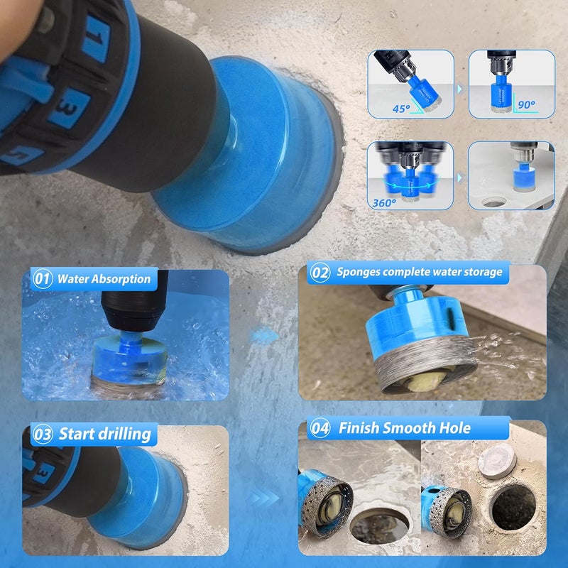 ZNXIMER Tile Hole Saw Kit - Diamond Hole Saw Kit for Tiles, Ceramic, Granite, Marble, Glass, Gypsum and More Drilling - 16pcs Tile Drill bit (6/8/10/12/20/25/28/32/35/38/45/50/65MM/2/6/10MM) - Image 3
